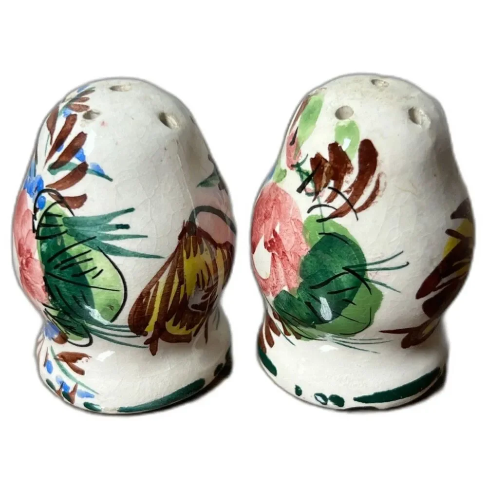 Vintage Nove Italy Hand Painted Salt Pepper Shakers Ceramic Italian Design MCM